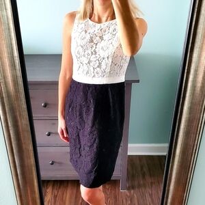 NEW SLNY Black and White Lace Sleeveless Dress
